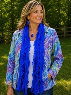 Royal Blue Flutter Scarf Lightweight Women Accessory